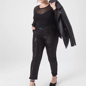 Lane Bryant Black Sequin Signature Fit Boyfriend Jeans